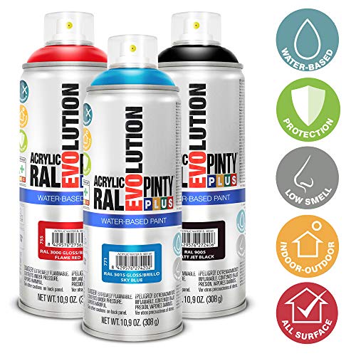 Pintyplus Evolution Water Based Spray Paint 10.9 oz, Environmentally Friendly, Acrylic, Low