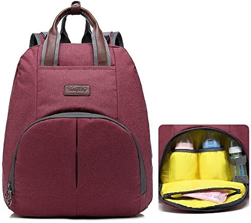 Diaper Bag Backpack,WalkingToSky Multi-Function Baby Changing Bag Large Organized Nappy Bag Water Resistant Backpack with Changing Pad and Bottle Holder Bag for Mummy and Daddy (Red)
