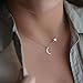 JIEPING Simple Metal Moon Star Choker Necklace Women's Gold Silver Plated Chain