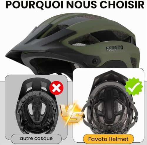 Casque Vélo VTT avec Visière Amovible, Léger pour Homme
