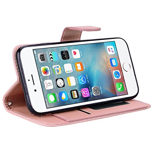 Scheam iPhone SE 5SE 5 5S Wallet Multi Card Holder Shell Backcase Folio PU Leather Cover Backcase Case iPhone SE 5SE 5 5S - Pink