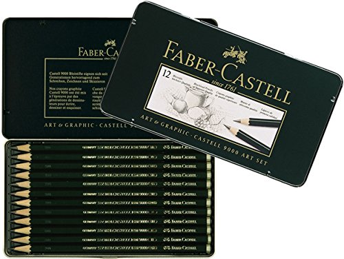 Faber-Castell 119065 Pencil Castell 9000 Art Set of 12 Capacity: 8B 2H Individual + Radierstift & Wischer