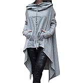 Rfecccy Faith Print Long Sleeve Loose Casual Pullovers Irregular Hem Long Hoodies for Women