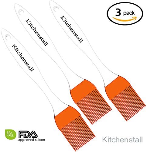 Basting brush Set of 3, Perfect for Grilling Marinade Basting Pastry, Useful for spreading Oil Sauce Butter on Food, Kitchen Cooking Food Brushes - Orange