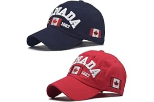 HAOJIANIAN 2 Pack Canada Baseball Cap,Canada Day Embroidered Maple Leaf Flag Adjustable Golf Hat for Men Women Kids