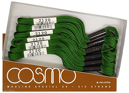 cosmo 25番刺しゅう糸 8m束 Col.2120 グリーン 系 1箱 6束入り