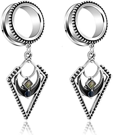 CABBE 2PCS Popular Dangle Surgical Steel Tunnels Screw-Fit Ear Plugs Gauges 2G to 30mm Piercing Jewelry (7/8(22mm))