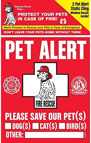 PET SAFETY ALERT 234001 2-Count Static Cling Window Decal for Pets (3 Packages)