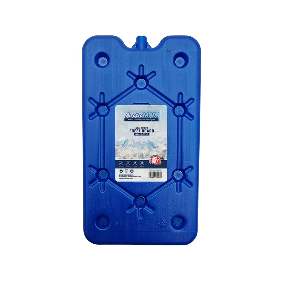 ArcticMax 400ml x1 Slim Freeze Boards BPA Free - Long-Lasting 12+ Hours Chill Time Ice Blocks, Portable Lightweight Insulated Reusable Fresh Food Drink Water Cooler Container – Summer BBQ and Outdoor