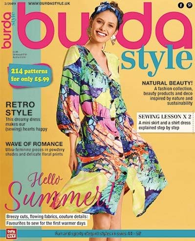 Burda Style Magazine Issue :- April 2019 Cover :- Sewing Patterns, Choose Your Month + Magazine Cafe Bookmark Single Issue Magazine – 2019