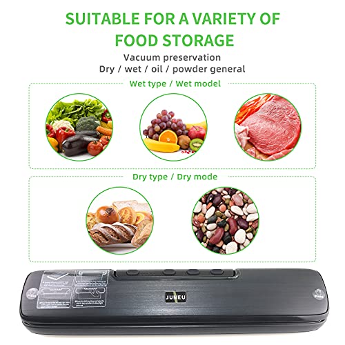 Vacuum Sealer Machine, Automatic Food Saver Machine Air Sealing System with Hose &15 Bags, Dry & Moist Food Modes
