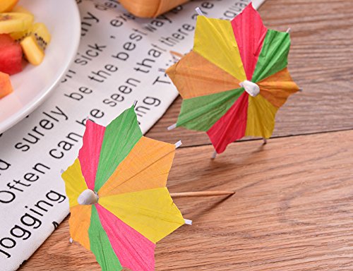FancyWolf 144 Pcs Cocktail Parasol Picks Colorful Paper Umbrellas Cupcake Toppers Picks