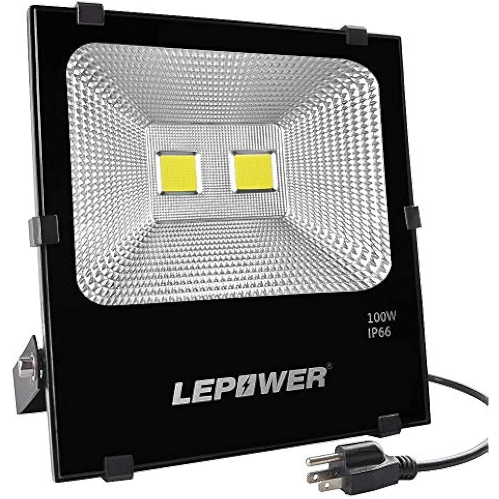 LEPOWER 100W LED Flood Light Outdoor, Super Bright Work Light, 500W