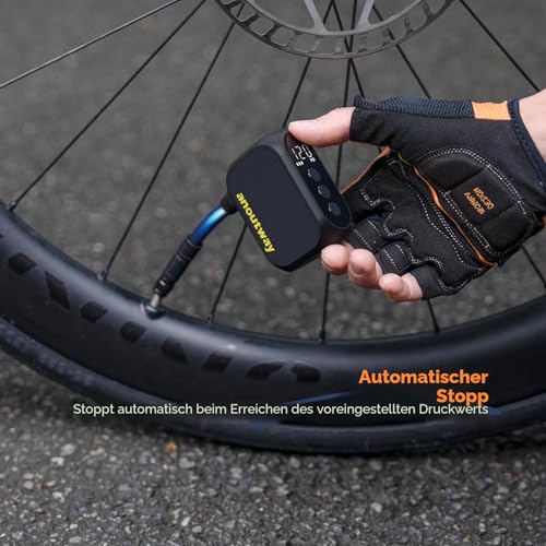 Tiny Pump anoutway Mini-Fahrradpumpe, elektrische luftpumpe mit digitalem Manometer, Elektrische Fahrradluftpumpe, automatische Abschaltung für Mountainbike, Stadtrad und Rennrad