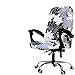 Deisy Dee Computer Office Chair Covers for Stretch Universal Rotating Chair Desk Chairs ONLY Chair Covers (White Flower, Medium)