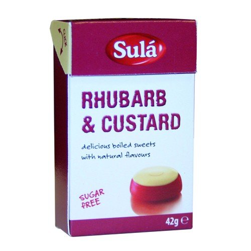Sula Sugar Free Rhubarb & Custard Drops 42g - Pack of 6