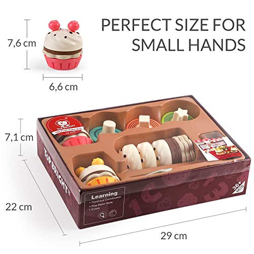 TOP BRIGHT Cupcake-Spiel Rollenspiel-Set - Cupcake Kinder-Spielzeug aus Holz für Kinder von 3-6 - inkl. Spatel, Kekse… – Bild 8