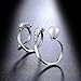 dnswez White Pearl CZ Cubic Zirconia Spiral HalfFull Finger Statement Cocktail Ring Size 7/8