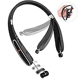Bluetooth Headphones, Bcway [20 hours playtime] Wireless Foldable Neckband Earphone with Mic, Sweatproof Noise Canceling Bluetooth Headset with Retractable Earbuds
