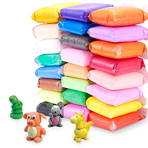 iFergoo 24 Colors Air Dry Clay, Magic Clay Artist Studio Toy, No-Toxic Modeling Clay & Dough, Creative Art DIY Crafts, Gift for Kids (24 Colors Modeling Clay)