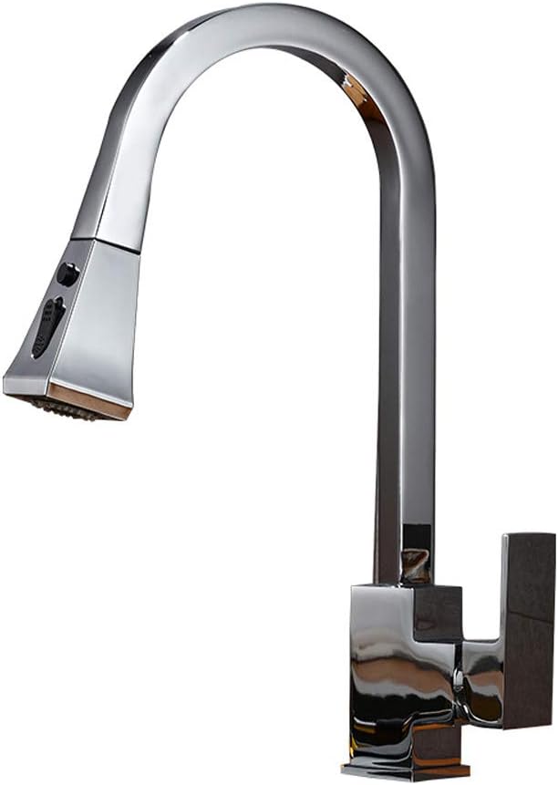 BFDMY Extraiga Ducha el Grifo (Plata) Grifo de Cocina Cromo, Caño