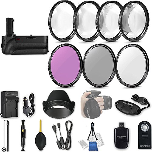 58mm 21 Pc Accessory Kit for Canon EOS T6i, T7i, 77D, T6s, 750D, 800D, 760D DSLRs with Battery Grip, UV CPL FLD Filters, &amp; 4 Piece Macro Close-Up Set, and More