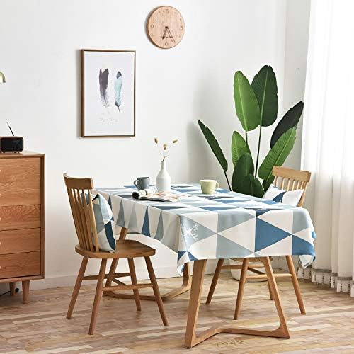 Vanmay Geometric Pattern Spillproof Modern Tablecloth Elegance Table Cover for Kitchen Dining Banquet Holiday Dinner Picnic Camping - Water Resistant Table Cloth (Blue, Square, 53" x 53")