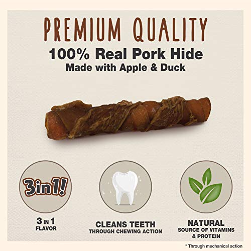 Cadet Gourmet Triple Chews Pork Hide, Apple, & Duck Dog Treats