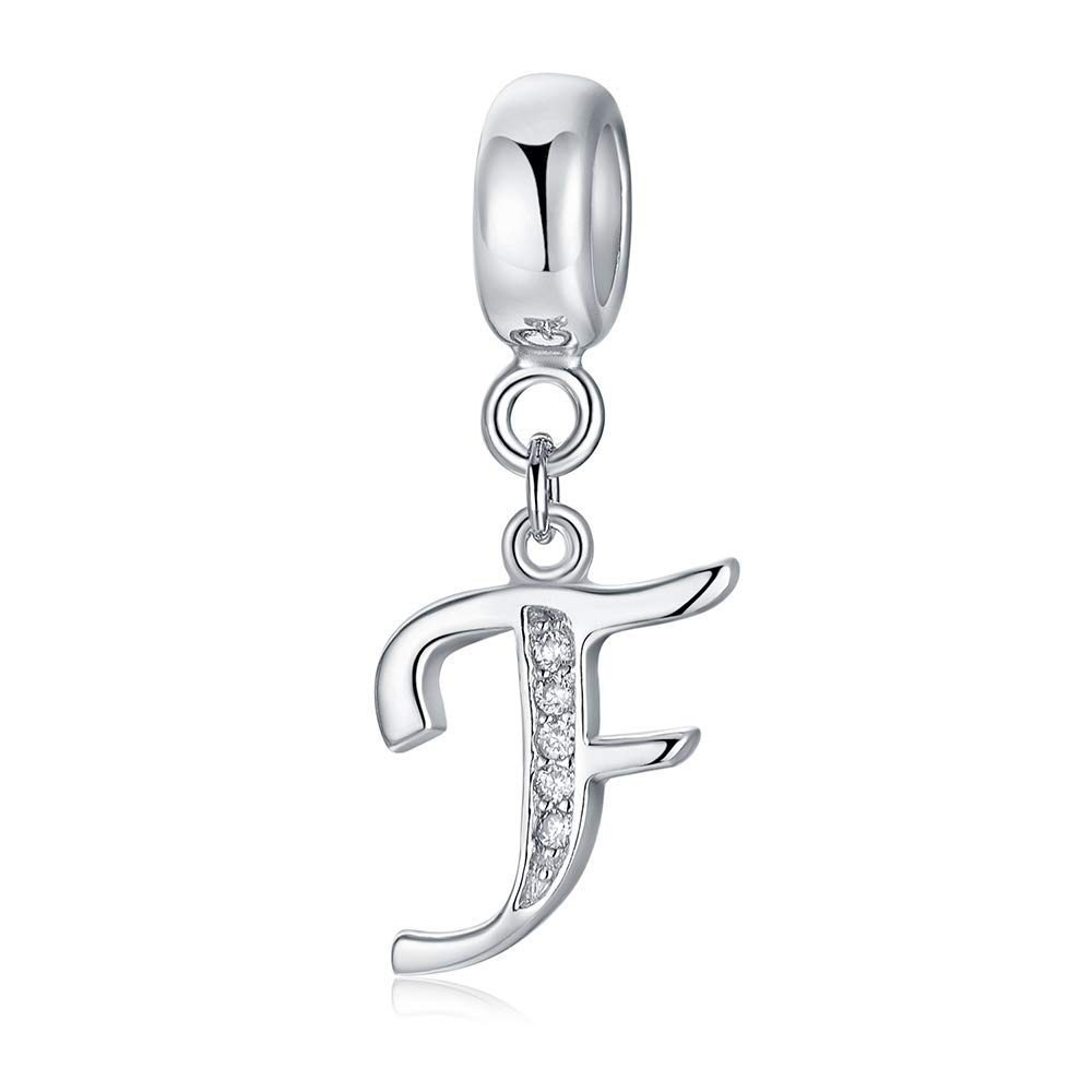 sam panda Alphabet Charms 926 Sterling Silver Letter Initial A-Z Charm Beads Fit pandora for Bracelet, Silver (F) — image 1