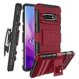 CaseTank for Samsung Galaxy S 10E Case/ Samsung Galaxy S10 Lite W [Built-in Kickstand] Rotatable Combo Holster Phone Belt Clip Shock Absorption Heavy Duty Protective Case, PC-Red