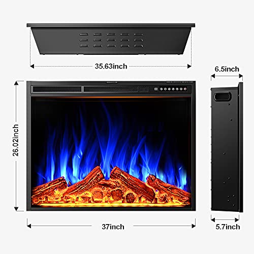 Electric Fireplace Insert 37", Rintuf Electric Heater Recessed or Free