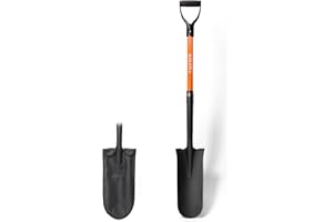 KOLEIYA 45-Inch Heavy Duty Orange Fiberglass Handle Drain Spade Shovel.Sharp Shooter Digging Shovel for Gardening,Planting and Trenching.Durable Spade Shovel for Heavy Duty Digging and Drainage