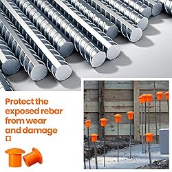 100 Pcs Rebar Safety Caps Orange Plastic Mushroom