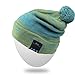 Rotibox Winter Washable Bluetooth Beanie Hat Pom Pom Knit Cap w/Wireless Headphone Headset Earphone Microphone Hands Free for Outdoor Sports Running Skiing Snowboard - Green