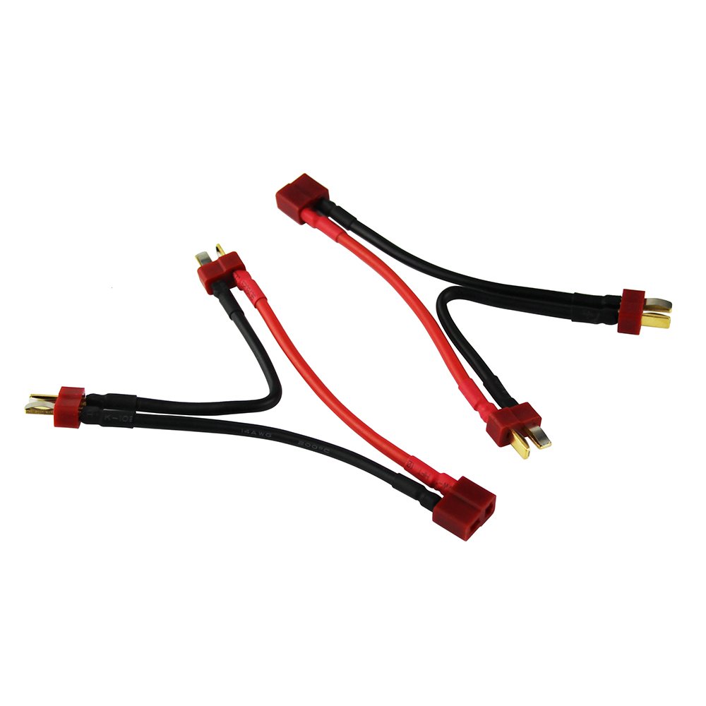 OliYin 2pcs Deans 2-Male to 1-Female Series Connector Adapter Double Voltage LiPo 14awg 3.93(pack of 2)