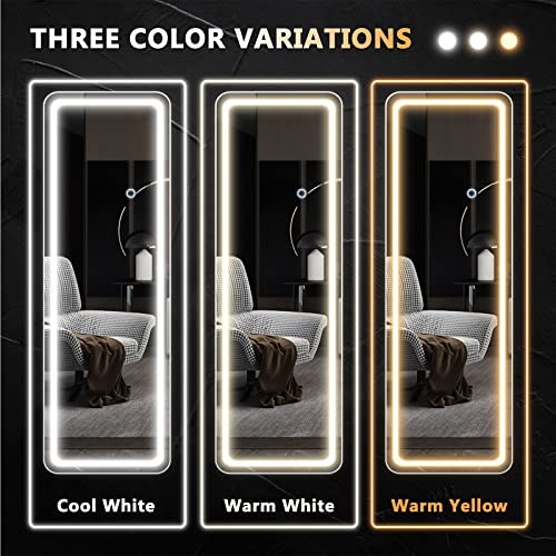 BARMI 63"x20" Full Length Mirror with Lights,LED Free Standing Floor