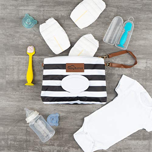 Diaper Clutch - Water Resistant; Lightweight; Refillable Wipes Case (Glossy Black) - Thumbnail 4