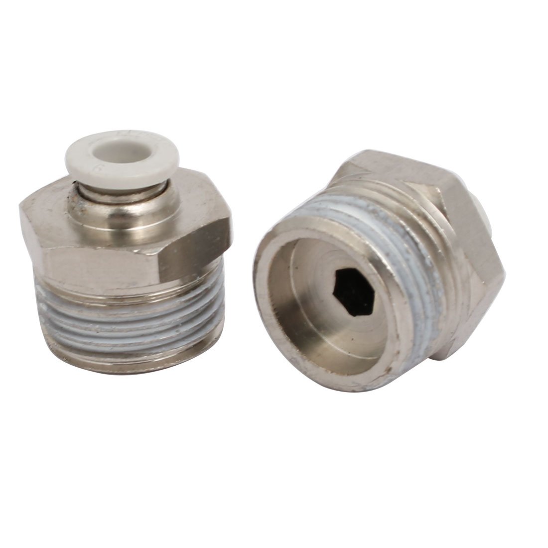 Sourcingmap 1/2BSP Male Thread 6mm Straight Pneumatic Push in Fitting Connectors 2pcs