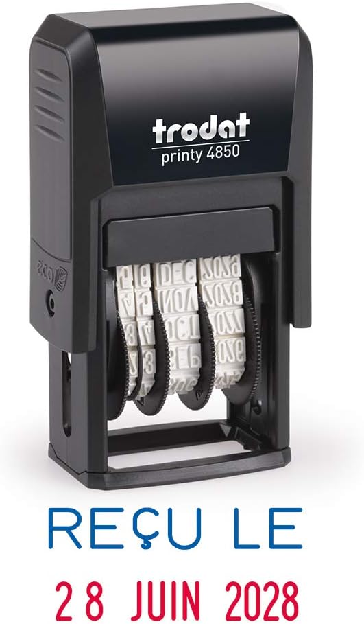 Trodat Printy 4850/L/4850L1 Date Rubber Stamp 3.8 mm Issue, Black, 3.99 x 2.31 x 7.49 cm