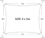 Dripex Sun Shade Sail Waterproof Rectangle Canopy 4x5m Grey view 6