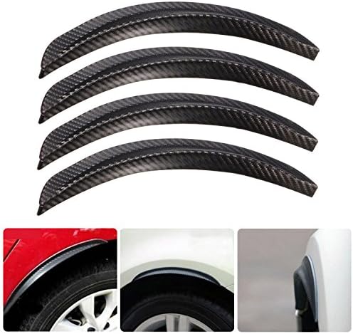 Universal Fender Flares AUTOPDR 4Pcs Universal Car Truck Carbon Fiber Rubber Wheel Eyebrow Protector Lip Sticker Trim Fender Flare