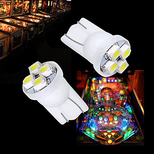 PA® 10PCS #555 T10 4SMD LED Pinball Machine Light Bulb Blue-6.3V