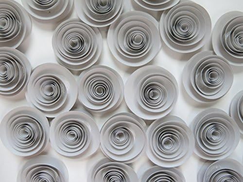24 Grey Paper Flowers Set, Gray Wedding Roses, Loose Table Decorations, Birthday Party Decor, Modern Bridal Shower Floral Centerpiece 1.5" Rosettes For Table Runner