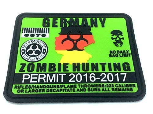 Germany German Zombie Hunting Permit Airsoft PVC Patch