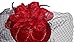 Fascinators Hair Clip Headband Pillbox Hat Bowler Feather Flower Veil Wedding Party Hat, Red, One Size