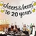 20th Birthday Decorations Cheers to 20 Years Banner for Men Women Birthday Backdrop Wedding Aniversary Party Supplies Decorations Black Glitter Pre Strung