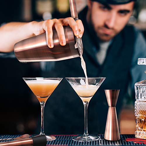 All-inclusive Bar Set | Professional Home Bartender Cocktail Shaker Set | Includes a Recipe Book & All Necessary Bar Tools and Accessories | Impressive Gift for Men! (Brushed Copper) - Thumbnail 3