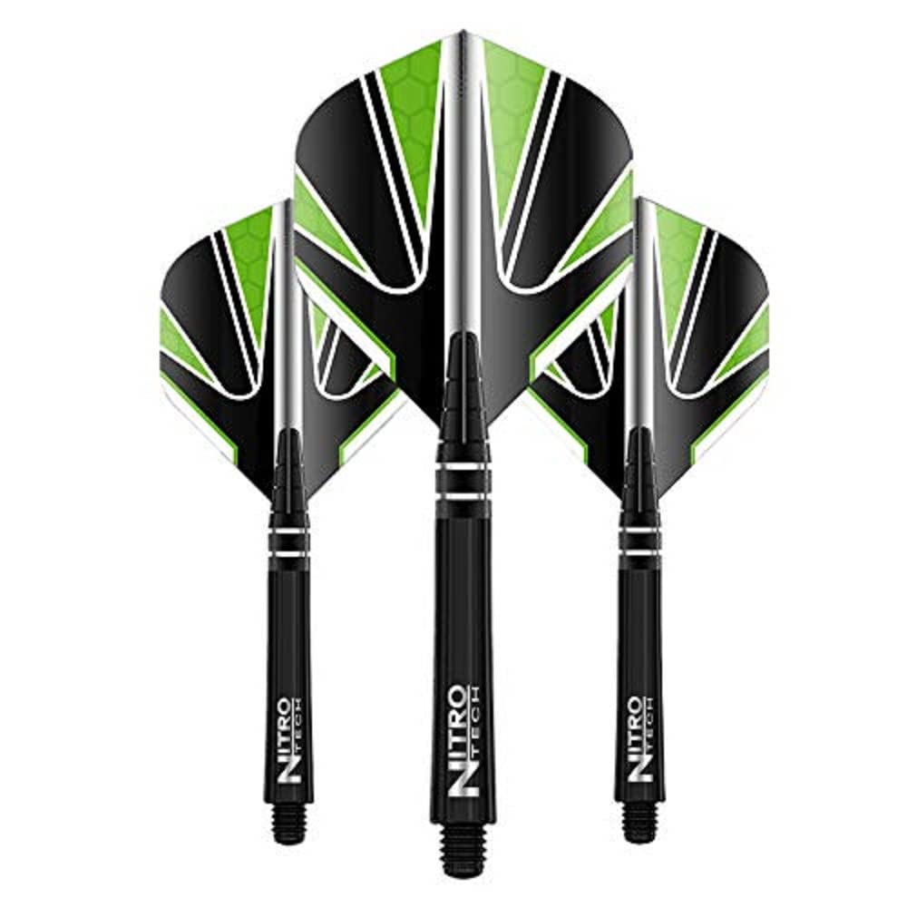 RED DRAGON Hardcore Radical Green Flight & Black Nitrotech Stem Combo (4 sets per pack)