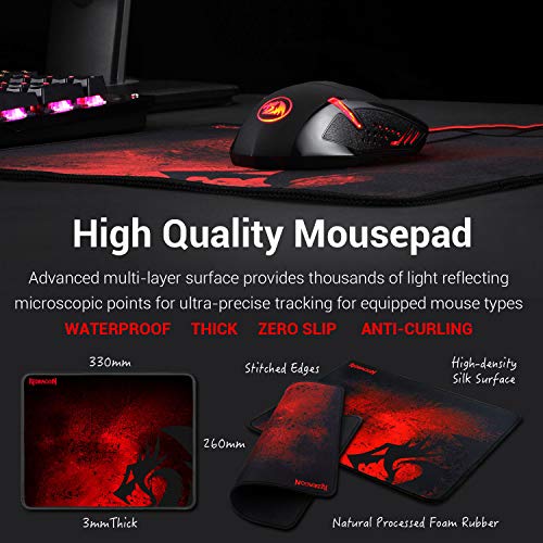 Redragon M601BA Gaming Mouse and Mouse Pad Combo, Ergonomic Wired MMO