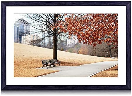80cmx60cm 木製の黒色のフォトフレーム 都市景観公園パス紅葉木ベンチ芝生の丘の中腹の建物 壁掛け 壁飾り 壁ポスター おしゃれ ウォールアート アートパネル 壁の絵 インテリア絵画 額縁 部屋飾り 装飾画 Pasadenahc Com
